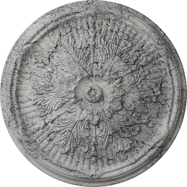 Ekena Millwork Luton Ceiling Medallion (Fits Canopies up to 3 1/2"), 21"OD x 2"P, Ultra Pure White Crackle CM21LUUWC - main